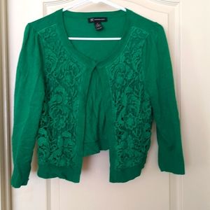 Green INC lace cardigan size M
